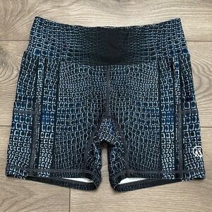INKnBURN Allie‎ Reptile Print Pocket Blue Black Bike Active Shorts Size 4